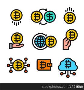 Cryptocurrency Bitcoin Icon Set