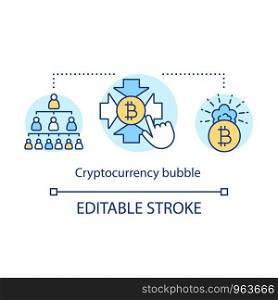 Cryptocurrency bubble concept icon. Financial pyramid idea thin line illustration. Economic crisis, speculative bubble. Bitcoin investment. Vector isolated outline drawing. Editable stroke