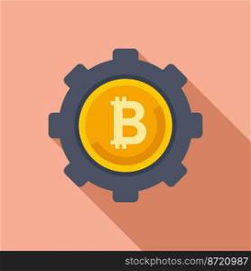 Cryptocurrency gear icon flat vector. Financial payment. Digital exchange. Cryptocurrency gear icon flat vector. Financial payment