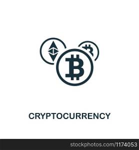 Cryptocurrency icon. Monochrome style design from fintech collection. UX and UI. Pixel perfect cryptocurrency icon. For web design, apps, software, printing usage.. Cryptocurrency icon. Monochrome style design from fintech icon collection. UI and UX. Pixel perfect cryptocurrency icon. For web design, apps, software, print usage.