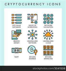 Cryptocurrency icons concept illustrations. Cryptocurrency icons concept illustrations for web, app, website, report, presentation, etc.