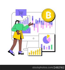 Cryptocurrency market abstract concept vector illustration. Investment opportunity, cryptocurrency market cap, digital currency, news and prices, capitalization ranking, finance abstract metaphor.. Cryptocurrency market abstract concept vector illustration.