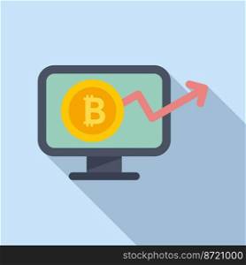Cryptocurrency monitor icon flat vector. Digital finance. Investment marketing. Cryptocurrency monitor icon flat vector. Digital finance