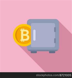 Cryptocurrency safe icon flat vector. Digital finance. Bitcoin money. Cryptocurrency safe icon flat vector. Digital finance