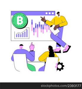 Cryptocurrency trading courses abstract concept vector illustration. Crypto trade academy, smart contracts, digital tokens and blockchain technology, setup and strategy, ICO abstract metaphor.. Cryptocurrency trading courses abstract concept vector illustration.