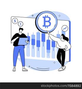 Cryptocurrency trading desk abstract concept vector illustration. Bitcoin futures platform, crypto exchange trade service, financial technology business, smart order routing abstract metaphor.. Cryptocurrency trading desk abstract concept vector illustration.