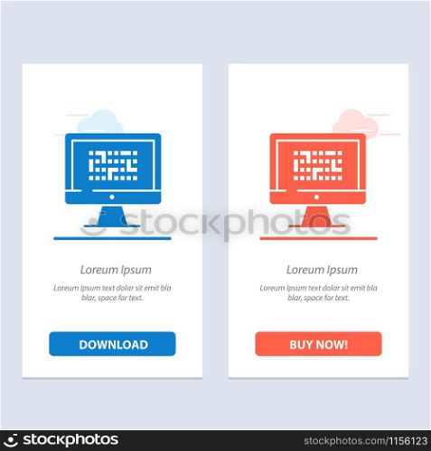 Cryptography, Data, Ddos, Encryption, Information, Problem Blue and Red Download and Buy Now web Widget Card Template