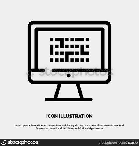 Cryptography, Data, Ddos, Encryption, Information, Problem Line Icon Vector