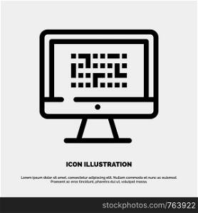 Cryptography, Data, Ddos, Encryption, Information, Problem Line Icon Vector