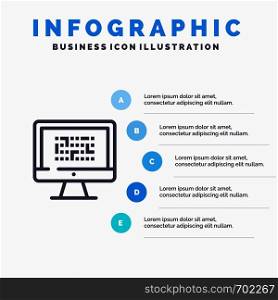 Cryptography, Data, Ddos, Encryption, Information, Problem Line icon with 5 steps presentation infographics Background