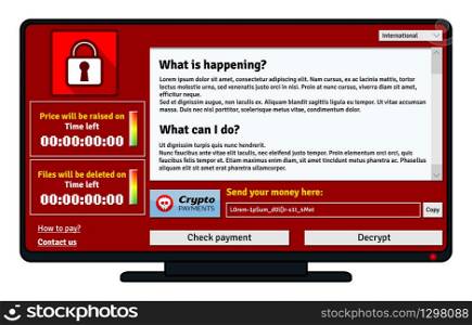 Cryptolocker infection window on computer monitor want payment for decryption