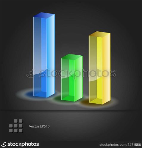 Crystal glass diagram. Bar Chart icon. Vector illustration