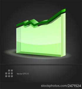 Crystal glass diagram. Graph Line Chart icon. Vector illustration