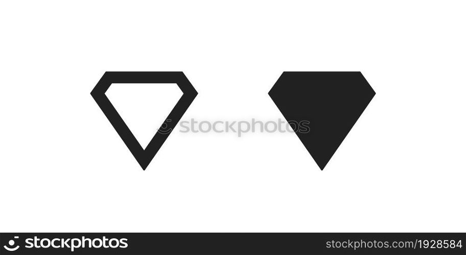 Crystal icon, diamond simple symbol, jewel concept logo, brilliant in vector flat style.