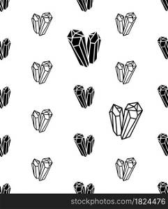 Crystal Icon Seamless Pattern, Crystalline Solid Icon, Geometrical Shape Icon Vector Art Illustration