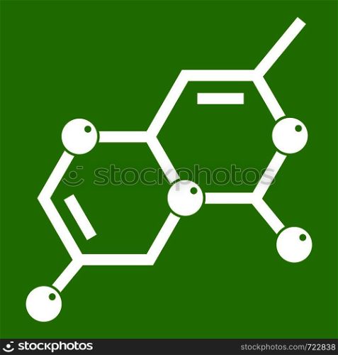 Crystal lattice icon white isolated on green background. Vector illustration. Crystal lattice icon green