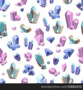 Crystal minerals and geometric gems flat seamless pattern vector illustration. Crystal Minerals Seamless Pattern