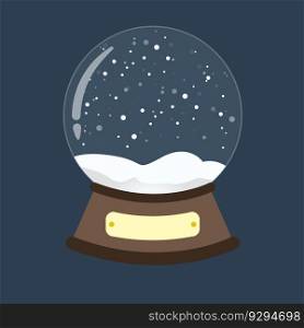Crystal snow globe on black stand 