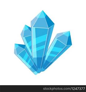 Crystal stone or precious stone. Precious stone Magic. Blue colors. Crystal stone or precious stone. Blue colors. Precious stone Magic, fantasy crystals and semiprecious stones. For games, applications, advertising, sites. Vector illustration, isolated