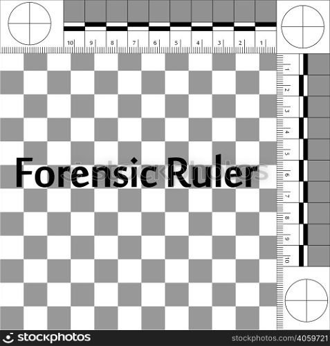 CSI Forensic Ruler, ruler forensic mobile lab for photographing evidence at the crime scene, vector true scale