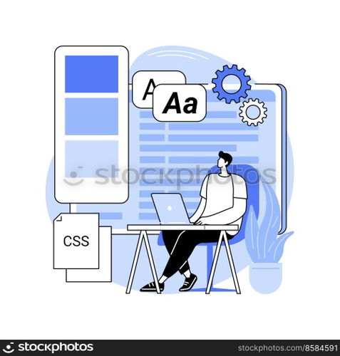 CSS code isolated cartoon vector illustrations. IT company developer adding fonts and colors to website, design web page, coding and programming process, modern technology vector cartoon.. CSS code isolated cartoon vector illustrations.