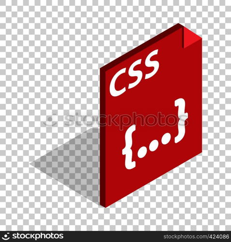 CSS file extension isometric icon 3d on a transparent background vector illustration. CSS file extension isometric icon