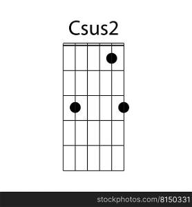 Csus2 guitar chord icon vector illustration design