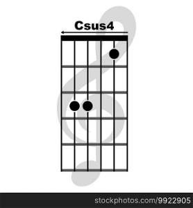 Csus4  guitar chord icon. Basic guitar chord vector illustration symbol design