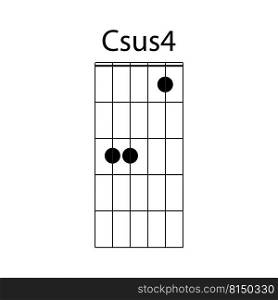 Csus4 guitar chord icon vector illustration design