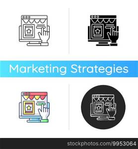 CTA marketing icon. Call to action. Marketing term for any device designed to prompt immediate response or encourage sale. Linear black and RGB color styles. Isolated vector illustrations. CTA marketing icon