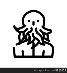 cthulhu fantasy character line icon vector. cthulhu fantasy character sign. isolated contour symbol black illustration. cthulhu fantasy character line icon vector illustration