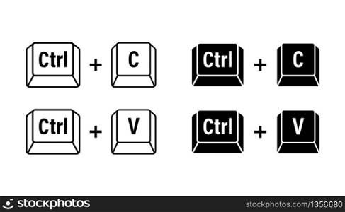 Ctrl C and Ctrl V computer keyboard buttons. Desktop interface. Web icon. Vector stock illustration. Ctrl C and Ctrl V computer keyboard buttons. Desktop interface. Web icon. Vector stock illustration.