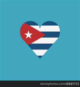 Cuba flag icon in a heart shape in flat design. Independence day or National day holiday concept.