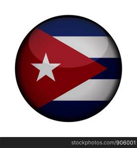 cuba Flag in glossy round button of icon. cuba emblem isolated on white background. National concept sign. Independence Day. Vector illustration.