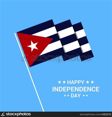 Cuba Independence day typographic design with flag vector