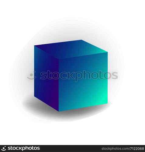 cube - 3D geometric shape with holographic gradient isolated on white background, figures, polygon primitives, maths and geometry, for abstract art or logo, vector illustration. cube - 3D geometric shape with holographic gradient isolated on white background vector