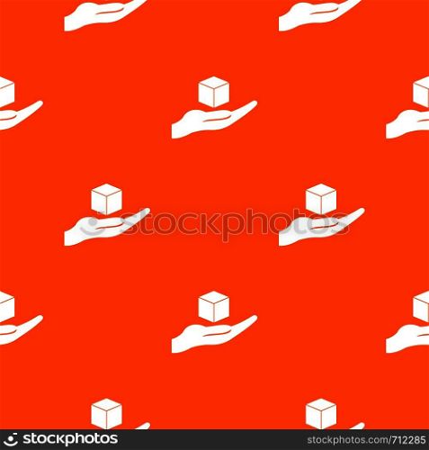 Cube 3d model pattern repeat seamless in orange color for any design. Vector geometric illustration. Cube 3d model pattern seamless