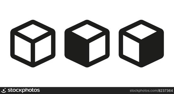 Cube box icon symbol set
