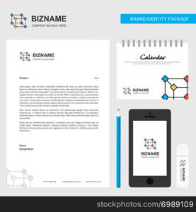 Cube Business Letterhead, Calendar 2019 and Mobile app design vector template