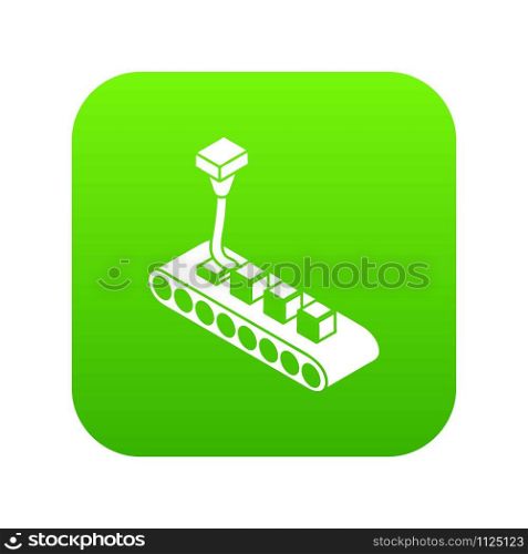 Cube d printing icon green vector isolated on white background. Cube d printing icon green vector