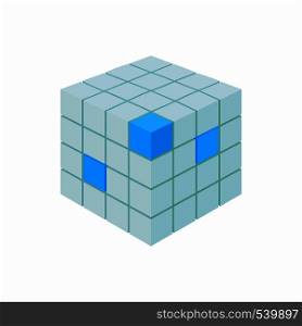 Cube database icon in cartoon style isolated on white background. Data storage symbol. Cube database icon, cartoon style