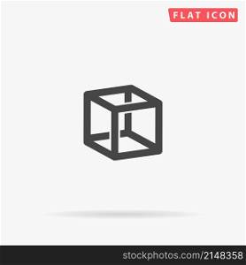 Cube flat vector icon. Hand drawn style design illustrations.. Cube flat vector icon