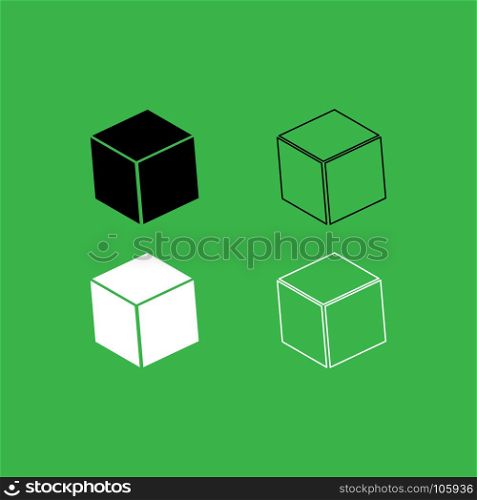 Cube icon Black and white color set . Cube icon . Black and white color set .
