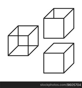 Cube icon. Geometric figure. Business background. Box symbol. Creative logo. Line art. Vector illustration. Stock image.. Cube icon. Geometric figure. Business background. Box symbol. Creative logo. Line art. Vector illustration.