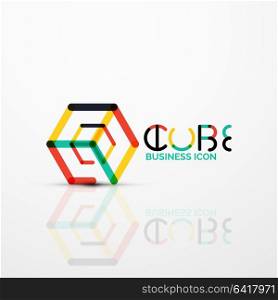 Cube idea concept logo, line. Cube idea concept logo, line design geometric brand company logotype emblem, abstract business identity shape