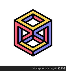 cube impossible geometric shape color icon vector. cube impossible geometric shape sign. isolated symbol illustration. cube impossible geometric shape color icon vector illustration