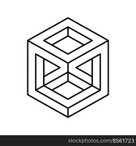 cube impossible geometric shape line icon vector. cube impossible geometric shape sign. isolated contour symbol black illustration. cube impossible geometric shape line icon vector illustration