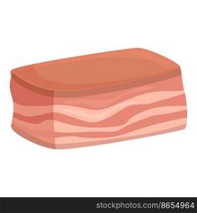 Cube lard icon cartoon vector. Pork meat. Raw bacon. Cube lard icon cartoon vector. Pork meat