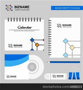 Cube Logo, Calendar Template, CD Cover, Diary and USB Brand Stationary Package Design Vector Template