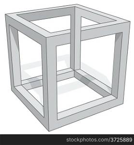 Cube optical illusion isolated on white background.